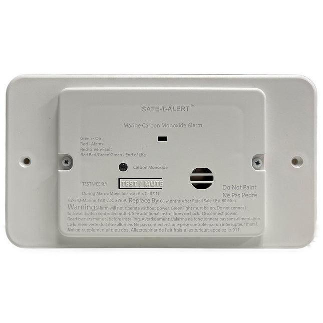 Safe-T-Alert 62 Series Marine Carbon Monoxide - Flush Mount - White - 12V w/Trim Ring [62-542-TR-WT-M]