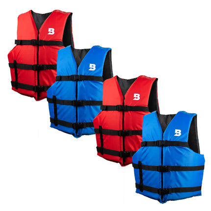 Type III General Boating Adult Universal Foam Life Jacket - Blue/Red *4-Pack [BS-165-B/R-4]