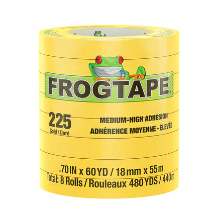 FrogTape CP 225 Medium-High Adhesion Masking Tape - 18MM x 55M x 12-Pack - Gold - Rated f/225F [105545]