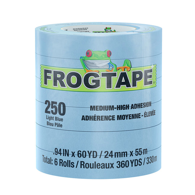 FrogTape CP 250 Medium-High Adhesion Masking Tape - 24MM x 55M x 12-Pack - Light Blue - Rated f/250F [105327]