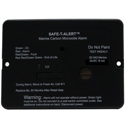 Safe-T-Alert 62 Series Marine Carbon Monoxide Alarm - 24V Flush Mount - Black [62-542-BL-MARINE-24V]