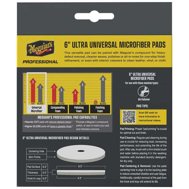 Meguiar's Professional 6" Ultra Universal Microfiber Pads *2-Pack [M6MFP2]