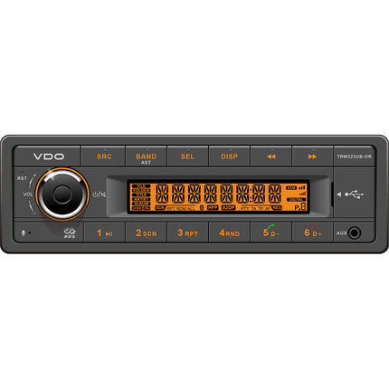 VDO 24V Radio w/FM RDS Tuner MP3/WMA/USB/Bluetooth - Orange Illumination [TRW323UB-OR]