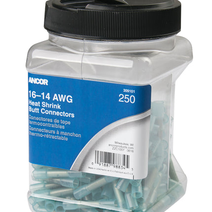 Ancor 16-14 Butt Connector Heat Shrink Blue 250 Pack Jar