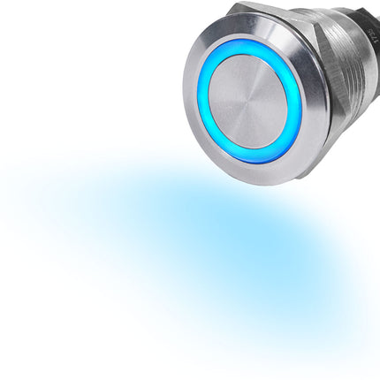 Blue Sea 4160 10A Push Button LED Ring Switch Off-On Blue