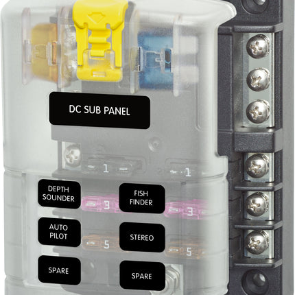 Blue Sea 5025 6-Gang Fuse Block ST ATO/ATC Negative Bus and Cover