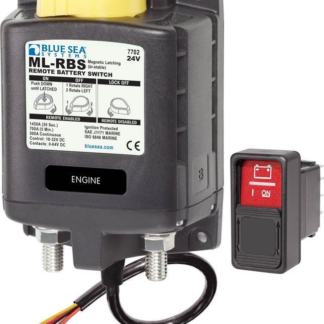 Blue Sea ML-RBS 24vDC 500A Remote Battery Switch With Manual Control