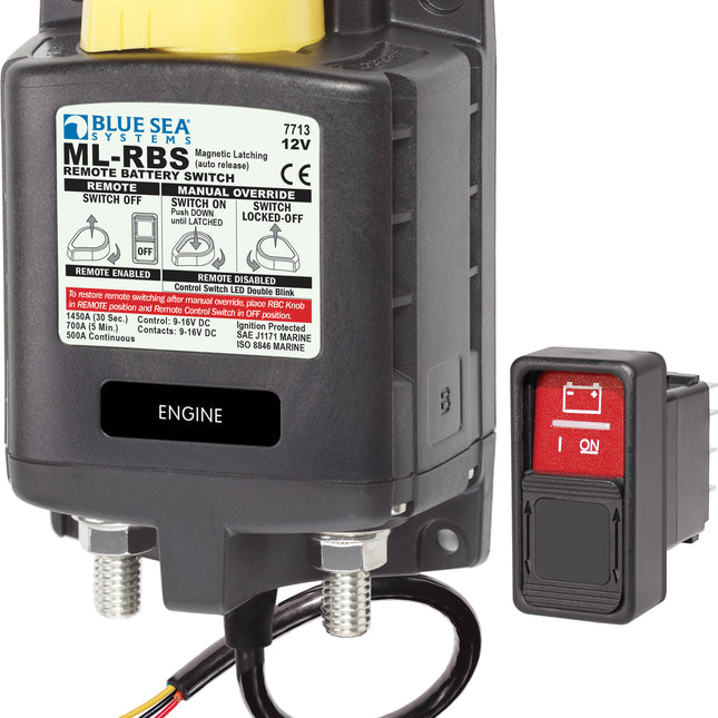 Blue Sea ML-RBS 12vDC 500A Remote Battery Switch With Manual Control Auto Release