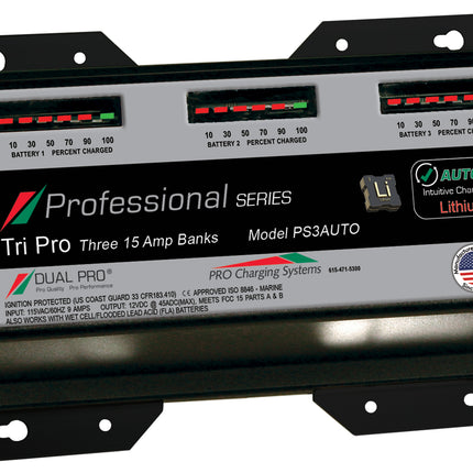 Dual Pro PS3AUTO Battery Charger, Auto Profile 3 Bank 45 Amps