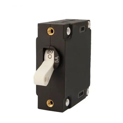 EGIS A Series White Toggle Panel Mount Circuit Breaker Single Pole AC/DC 5 Amp Retail Pack