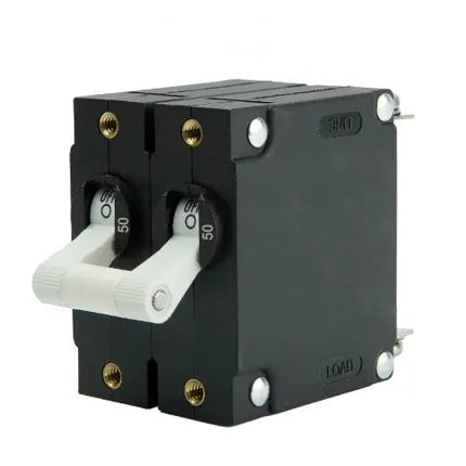 EGIS A Series White Toggle Panel Mount Circuit Breaker Dual Pole AC 50 Amp Retail Pack