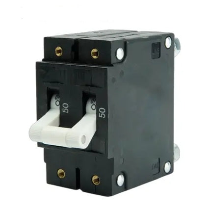 EGIS C Series White Toggle Panel Mount Circuit Breaker Double Pole AC 50 Amp Retail Pack