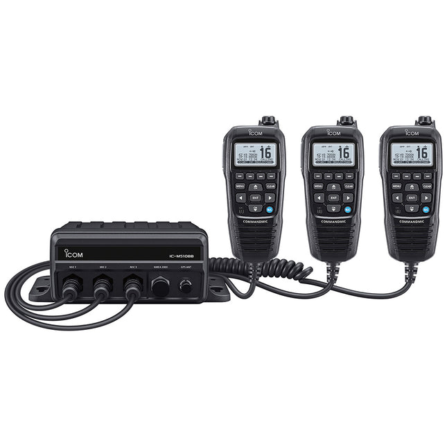 ICOM M510BB 21 BLACK BOX VHF W/BLACK COMMAND MIC & 3 COMMAND MIC PORTS
