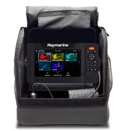 Raymarine Element Ice Fishing Bag, battery, Charger, Mount Transducer and Float