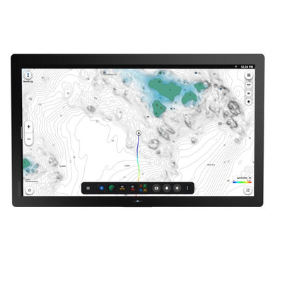 Simrad NSO 4-24. NEON OS, 24-inch Glass-bridge multi-function display. Qualcomm 8-core processor. Full HD touchscreen. Gigabit Ethernet, WIFI, Video In and Out. Next-generation C-MAP DISCOVER X chart included