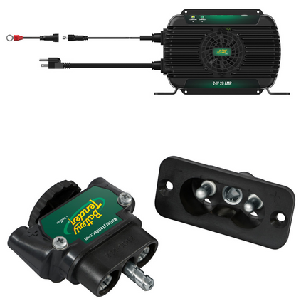 Battery Tender Powerplus Battery Charger 24V and Plug Receptacle Combo for Trolling Motor