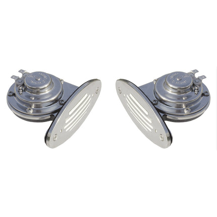 Schmitt Marine Mini Stainless Steel Dual Drop-In Horn w/Stainless Steel Grills High  Low Pitch [10055]