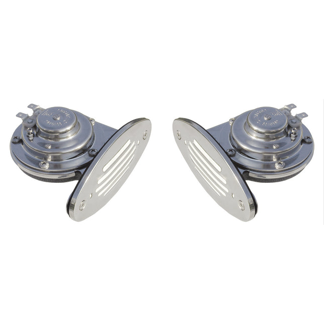 Schmitt Marine Mini Stainless Steel Dual Drop-In Horn w/Stainless Steel Grills High  Low Pitch [10055]