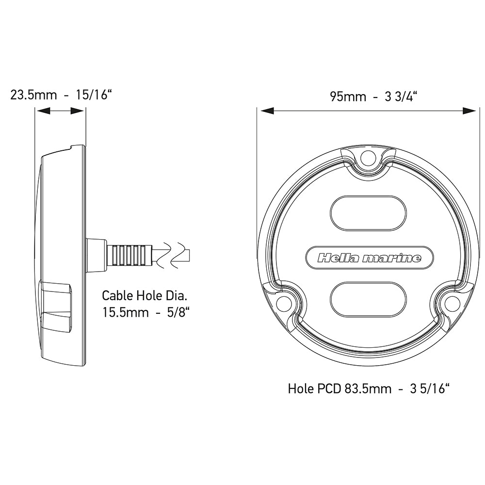 Hella Marine Apelo A1 Blue White Underwater Light - 1800 Lumens - Black Housing - Charcoal Lens [016145-001]