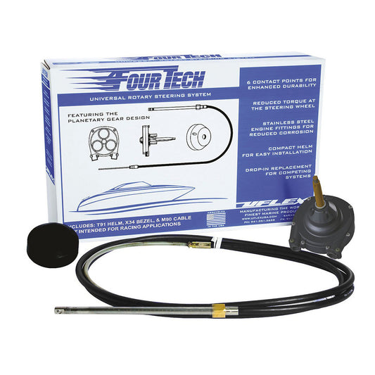 Uflex Fourtech 11 Black Mach Rotary Steering System w/Helm, Bezel  Cable [FOURTECHBLK11]