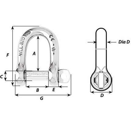 Wichard Self-Locking D Shackle - 12mm Diameter - 15/32" [1206W]