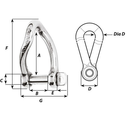 Wichard Self-Locking Twisted Shackle - 10mm Diameter - 13/32" [1225W]