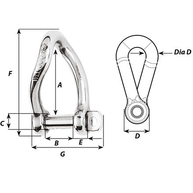 Wichard Self-Locking Twisted Shackle - 10mm Diameter - 13/32" [1225W]