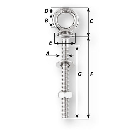 Wichard Eye Bolt - M12 x 175mm - Length 120mm [6497W]