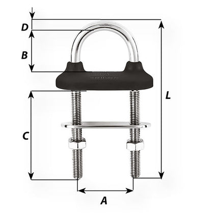 Wichard Black Watertight U-Bolt - 6mm Diameter - 15/64" - 70mm Length - 2-3/4" [65331W]