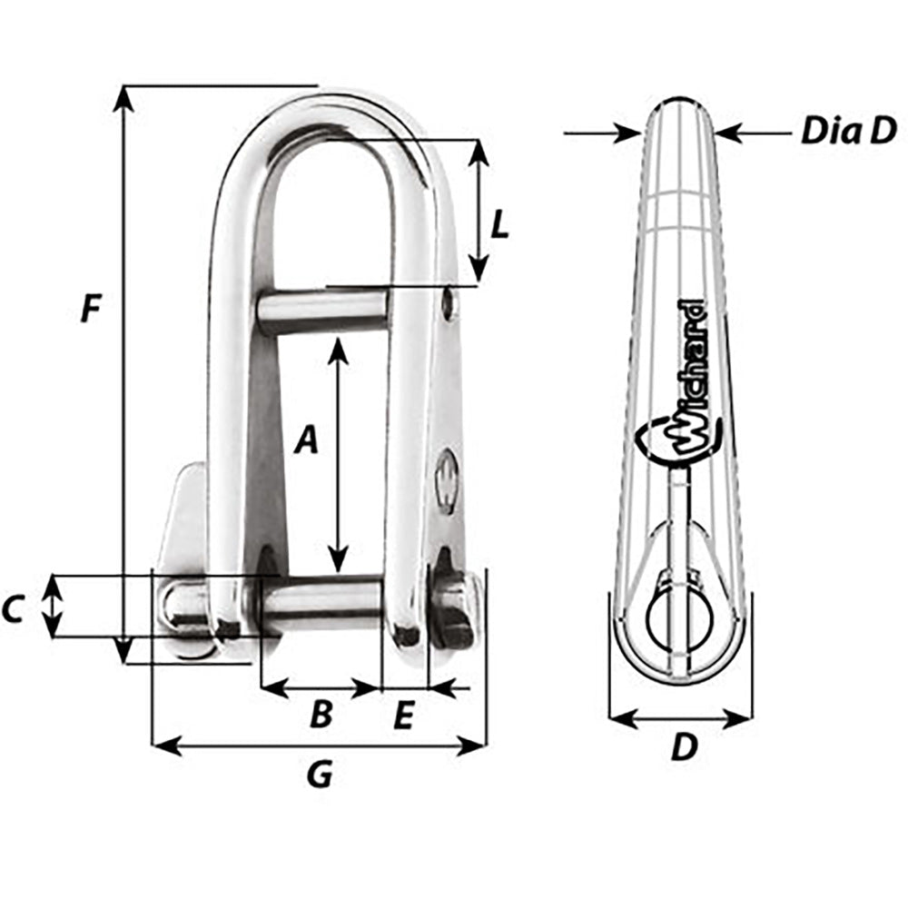 Wichard HR Key Pin Shackle With Bar - 5mm Pin Diameter [91432]