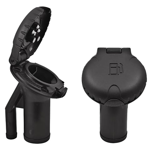 Attwood Deck Fill f/Pressure Relief Systems - Angled Body  Scalloped Black Plastic Cap [99DFPVAB1S]